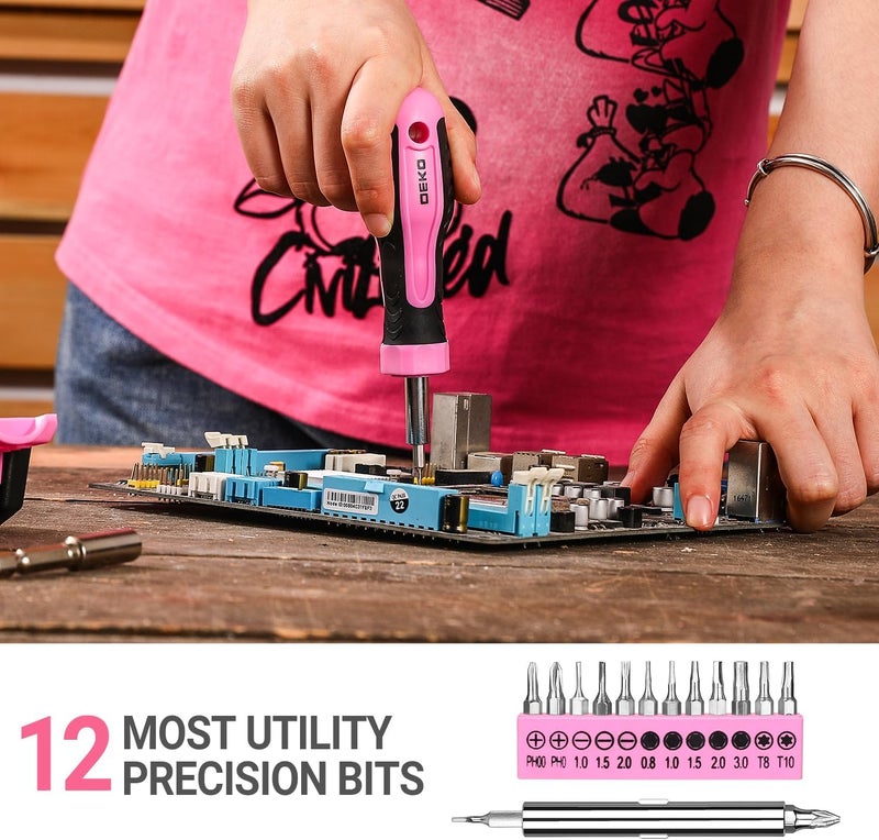 DEKOPRO Tool Set for Women: Pink Tool Set for Home Repair, Womens Tool Kit for All Purpose 42 Piece - Image 5